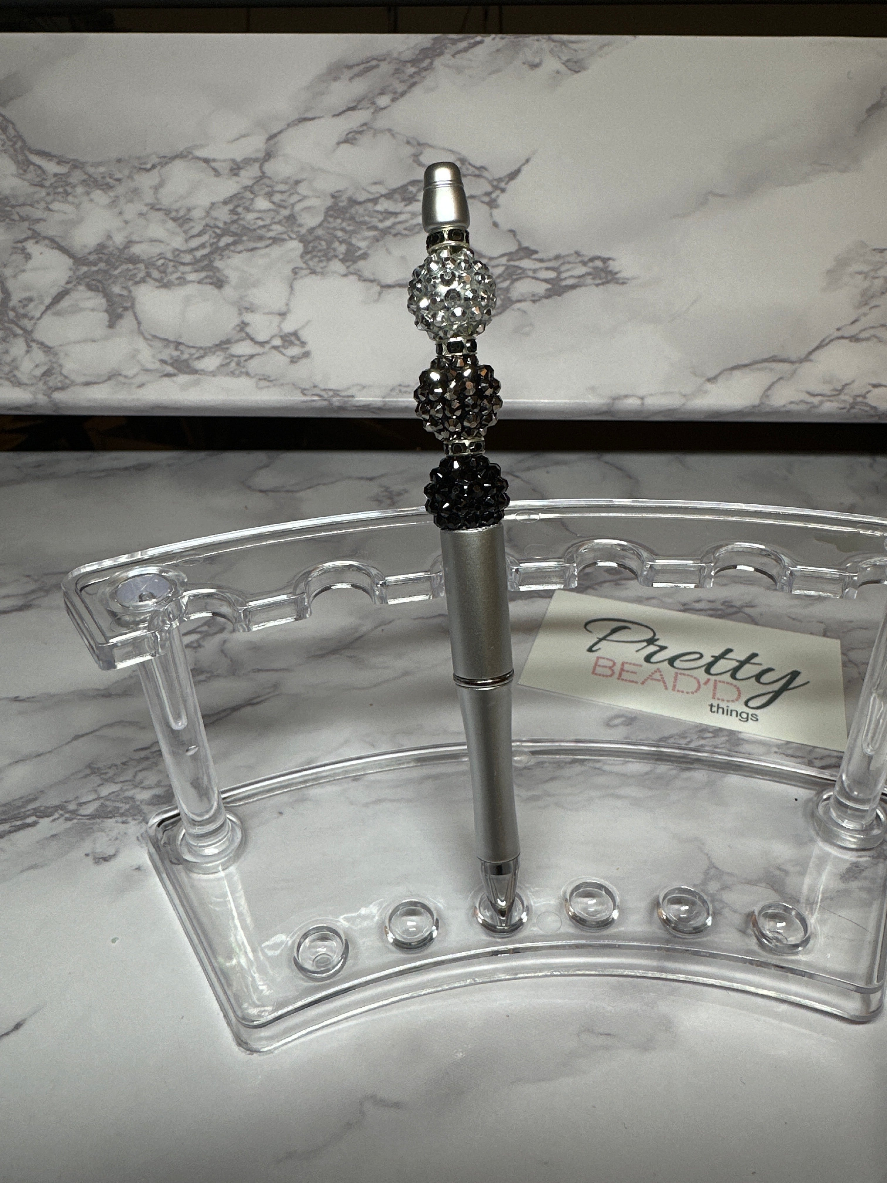 White & Silver Bead’d Pen