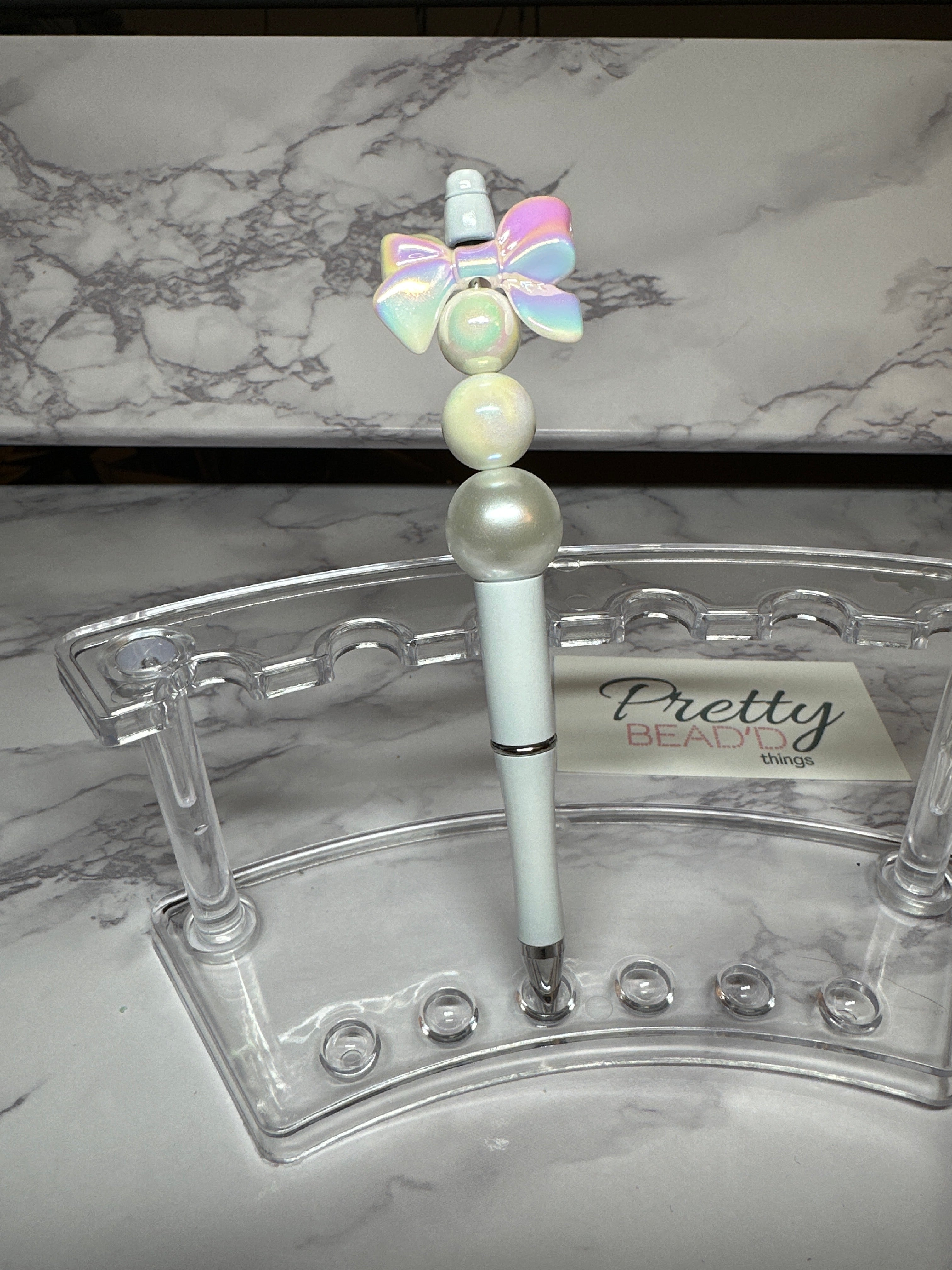 White & Silver Bead’d Pen