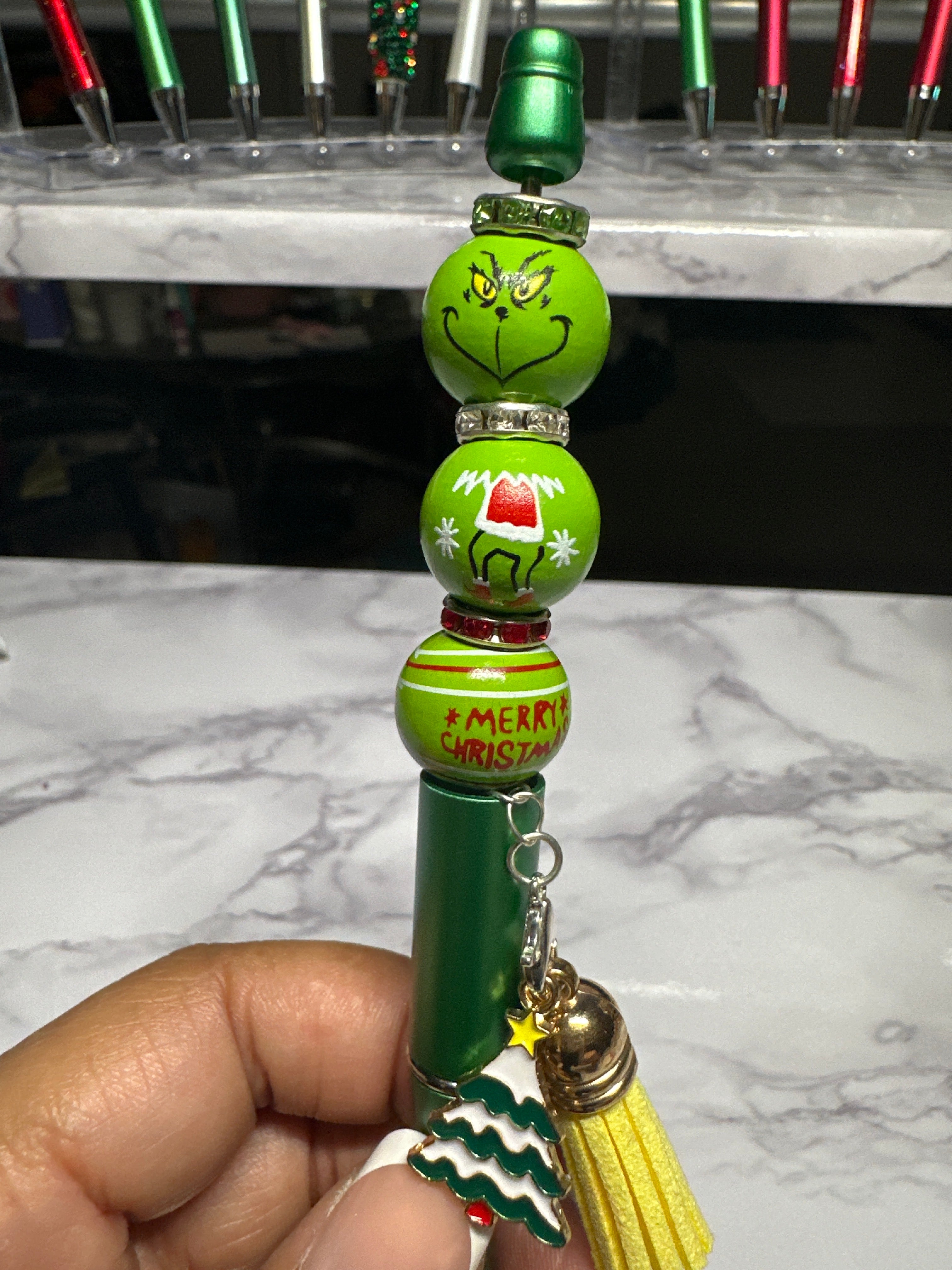 Grinch Christmas Bead’d Pen