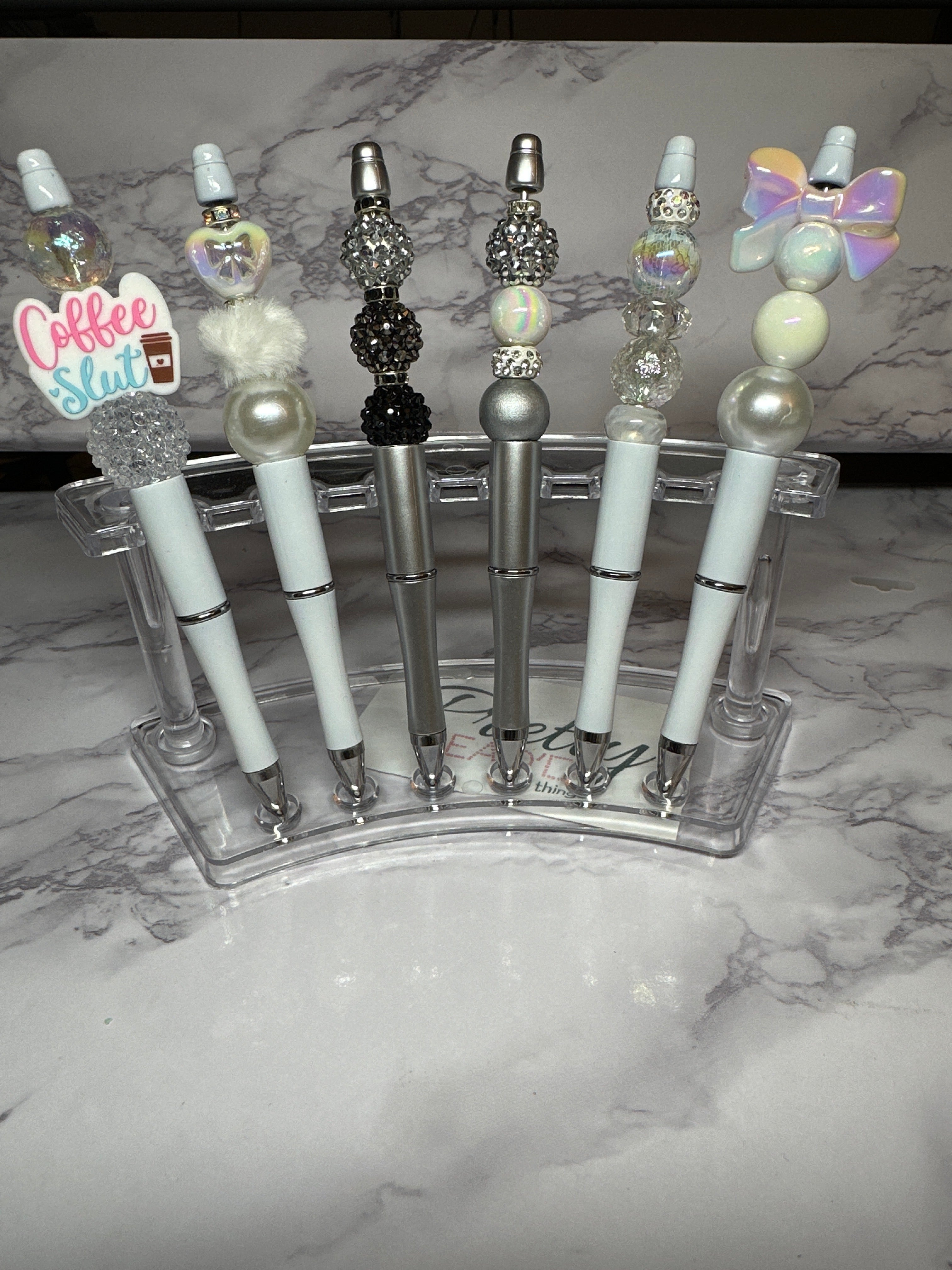 White & Silver Bead’d Pen