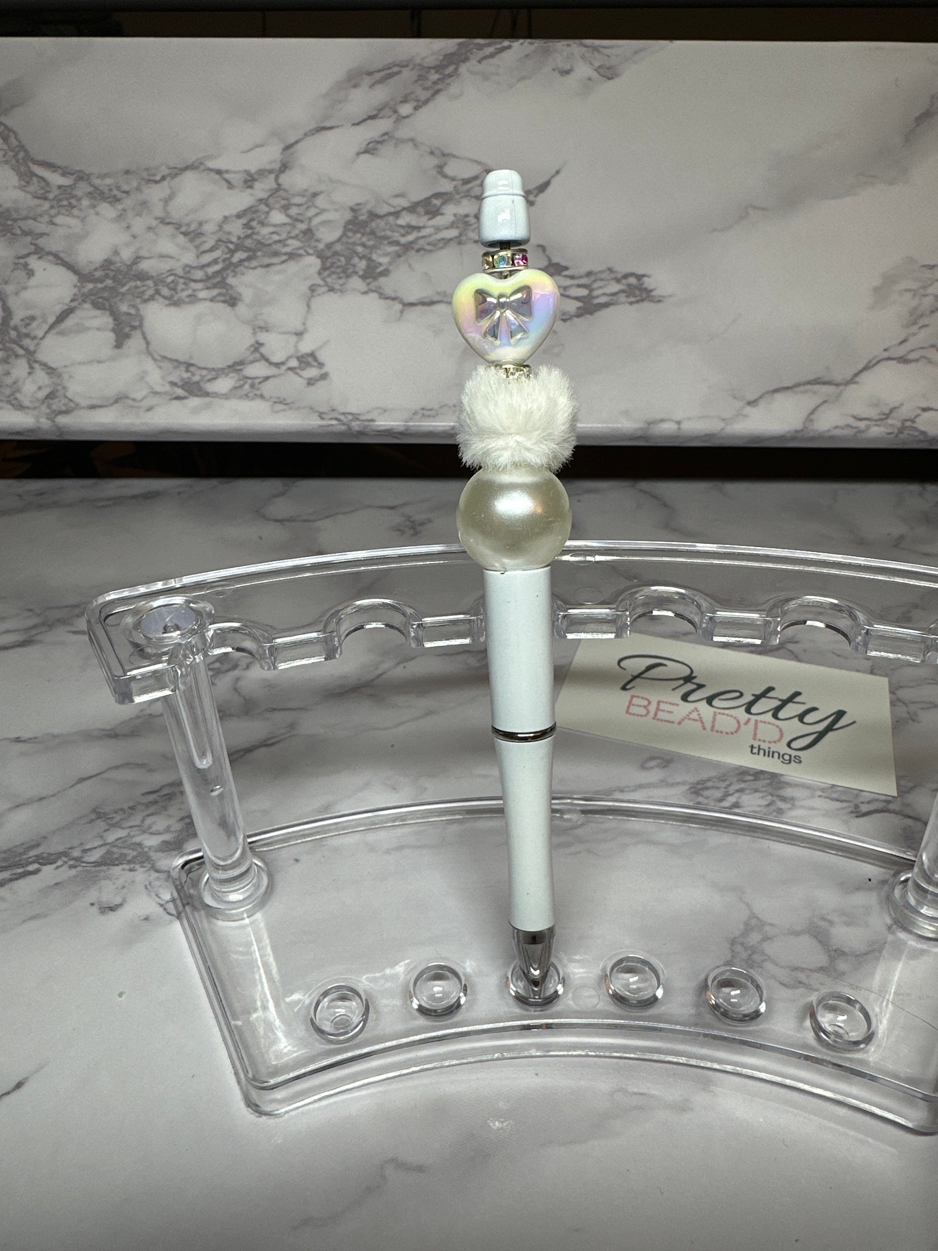 White & Silver Bead’d Pen