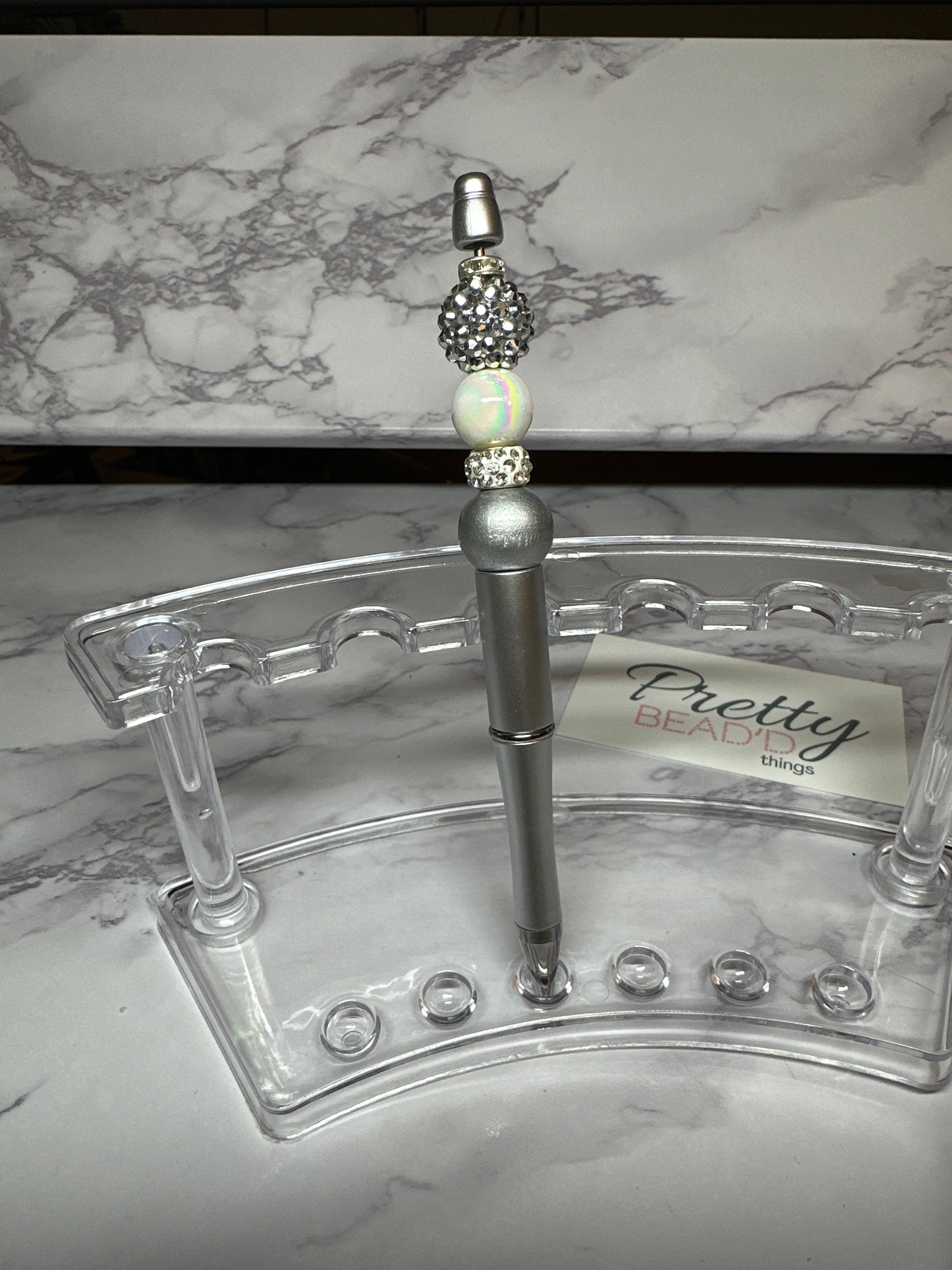 White & Silver Bead’d Pen